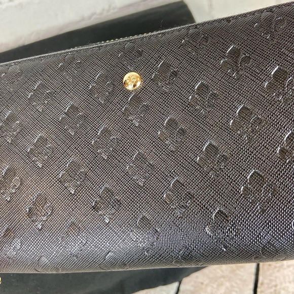 Patrick Cox fleur de lis black leather zippy zip around long wallet *new* - Picture 6 of 16